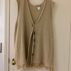 Tan Cotton Vest with Fringe